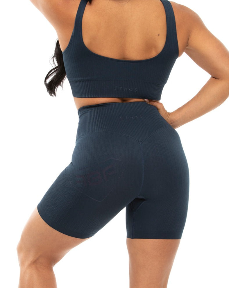 Tone On Tone Ribbed Shorts - Nasa