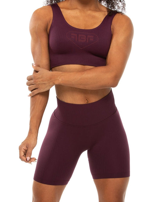 Tone on Tone Ribbed Shorts - Plum