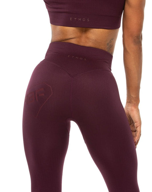 Tone On Tone Ribbed Leggings - Plum